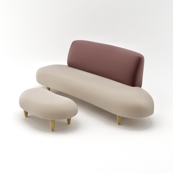 isamu noguchi miro loveseat 3ds - Miro Loveseat and Ottoman by lajhar
